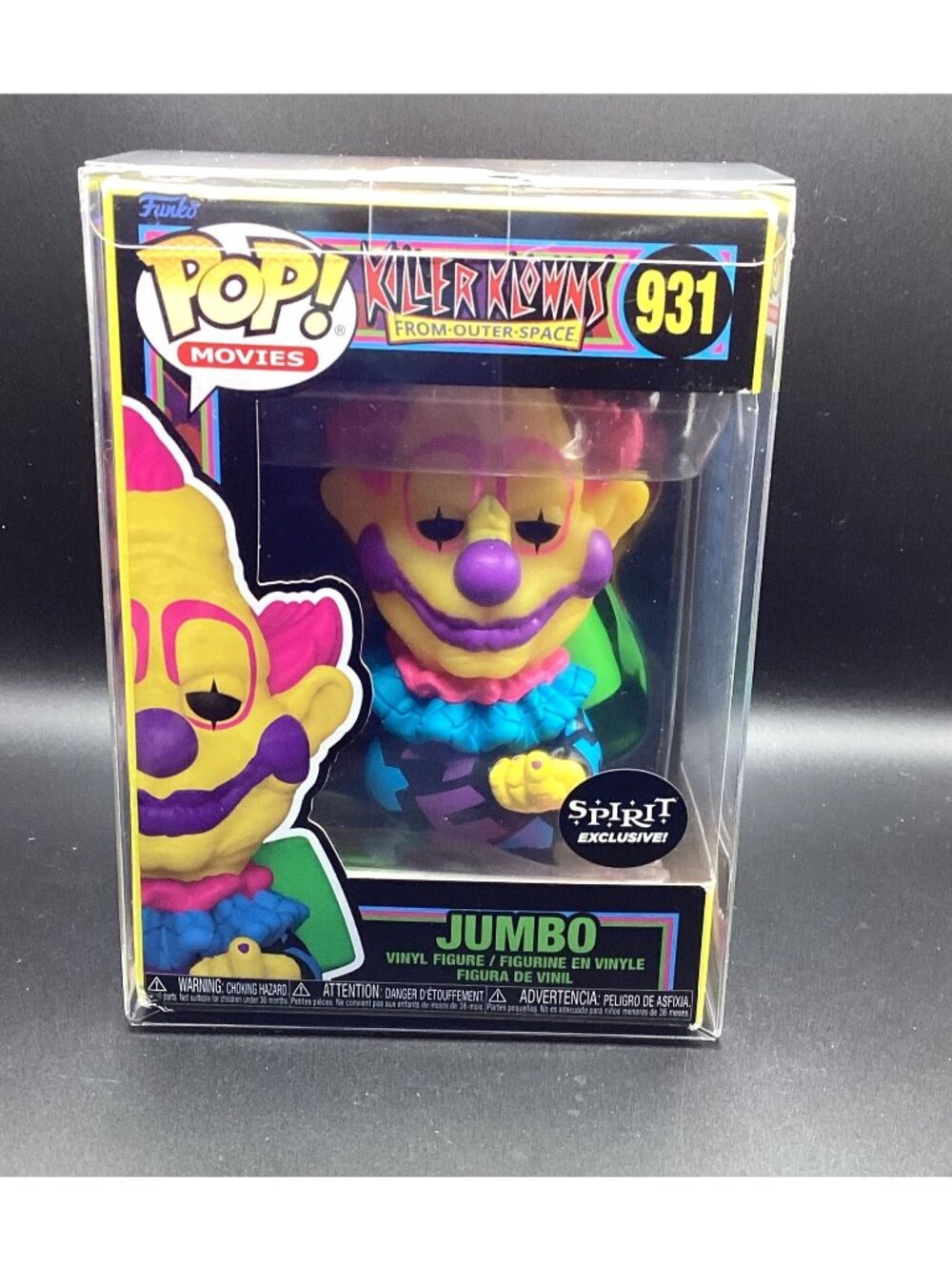 Funko Pop Killer Klowns Outer Space Blacklight Jumbo #931 Spirit Exclusive +Case